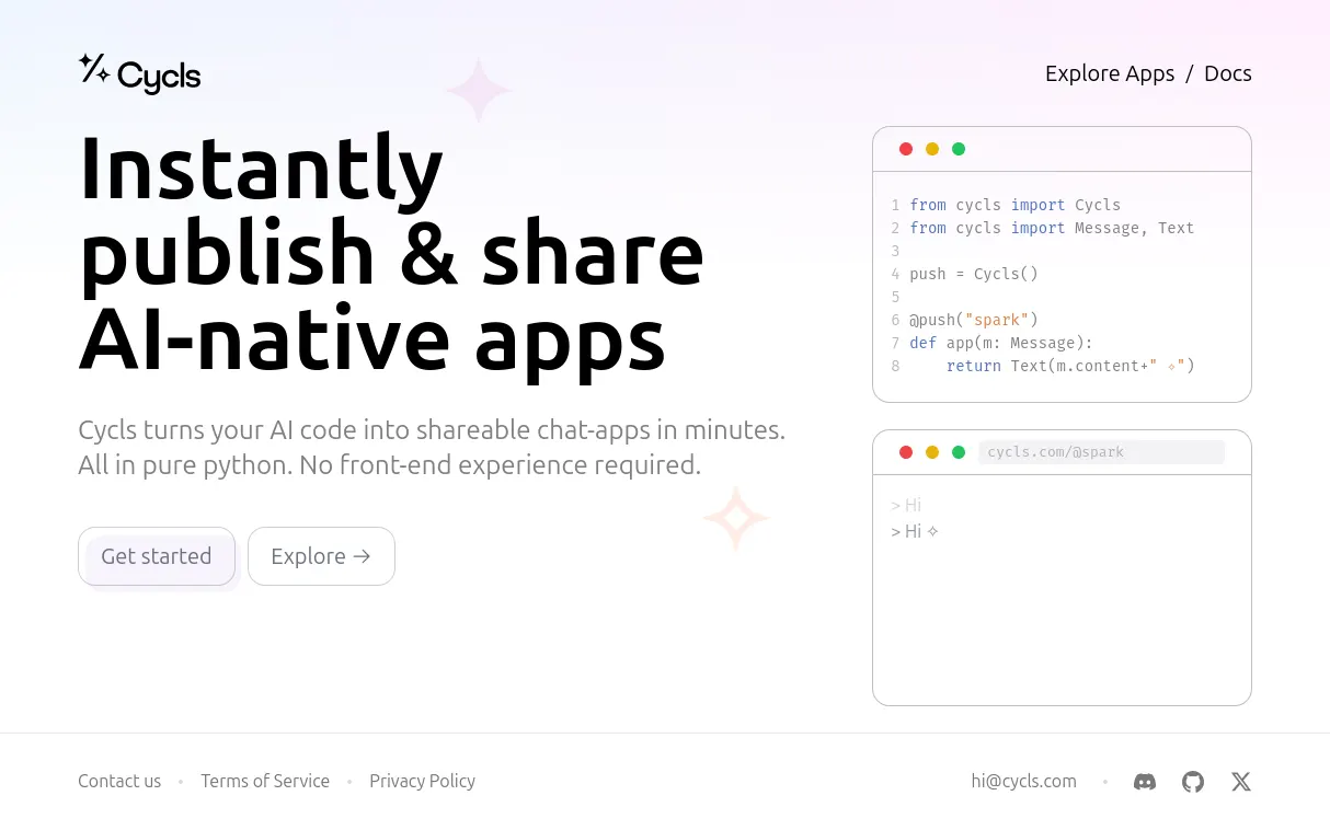 AI chatbot and landing page