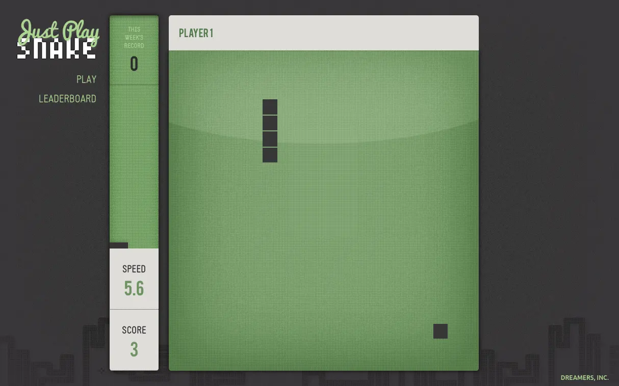 HTML5 snake game<br>for Dreamers Inc.
